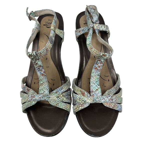 Abeo Biosystem Georgie Snakeskin T-Strap Heeled Comfort Sandals Neutral 9 - Picture 6 of 10